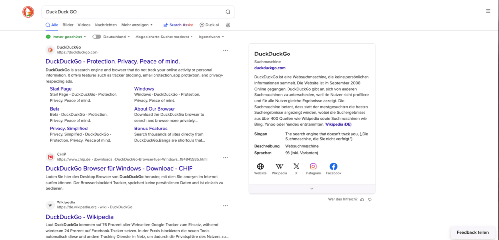 Suchmaschine Duck Duck Go