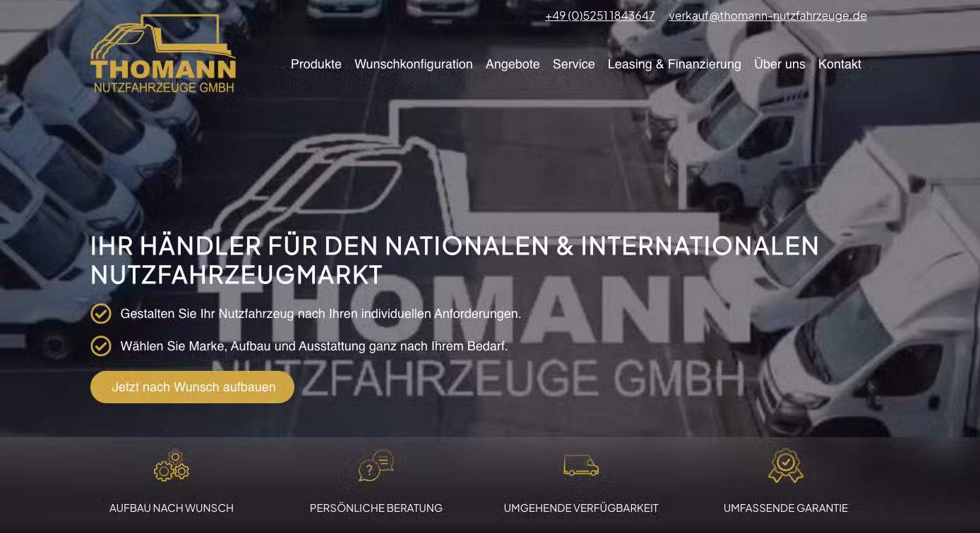Thomann Nutzfahrzeuge – Website im Projekt