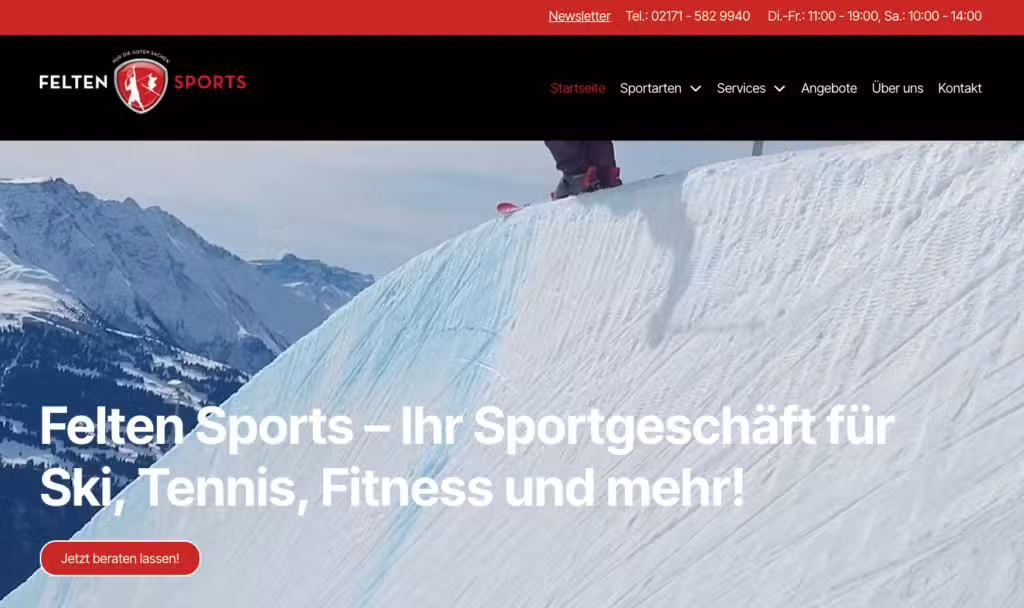 Felten Sports – Website im Projekt