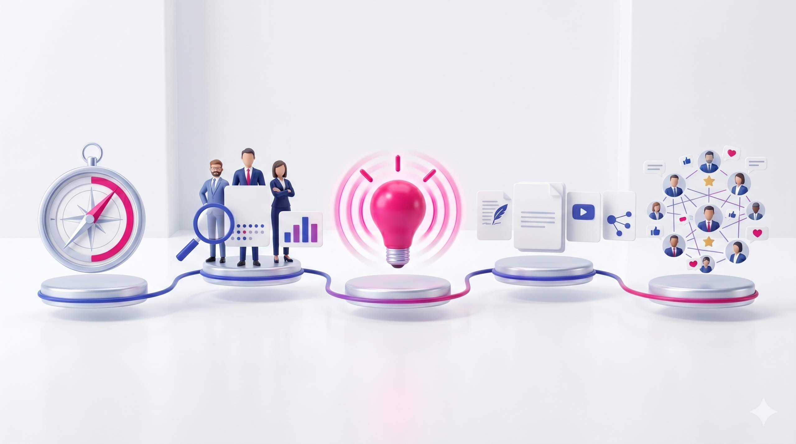 b2b thought leadership strategie mit expertise fokus, pain points, meinung, content und dialog