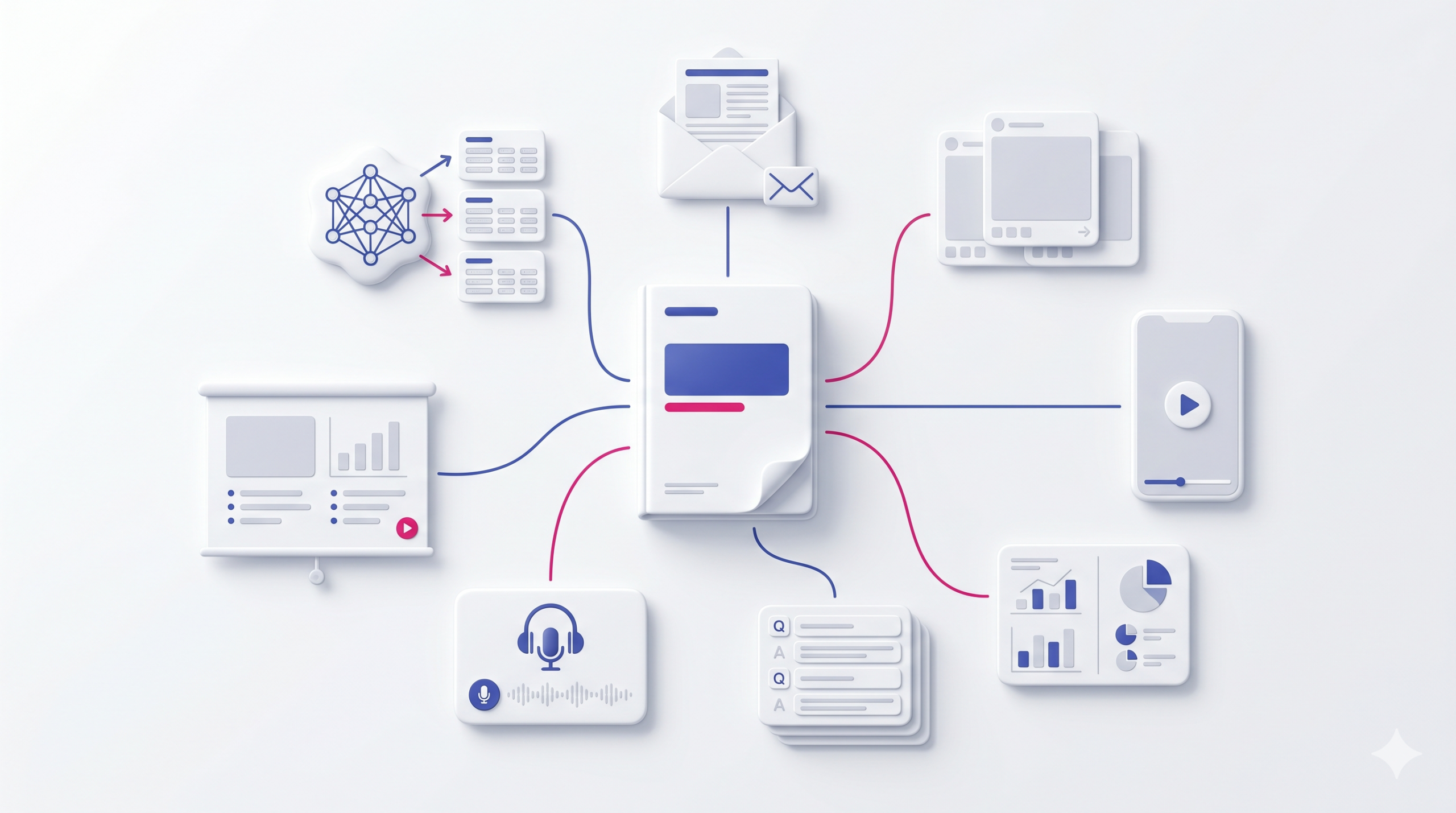 content recycling mit pillar content, newsletter, video, podcast, social media und faq