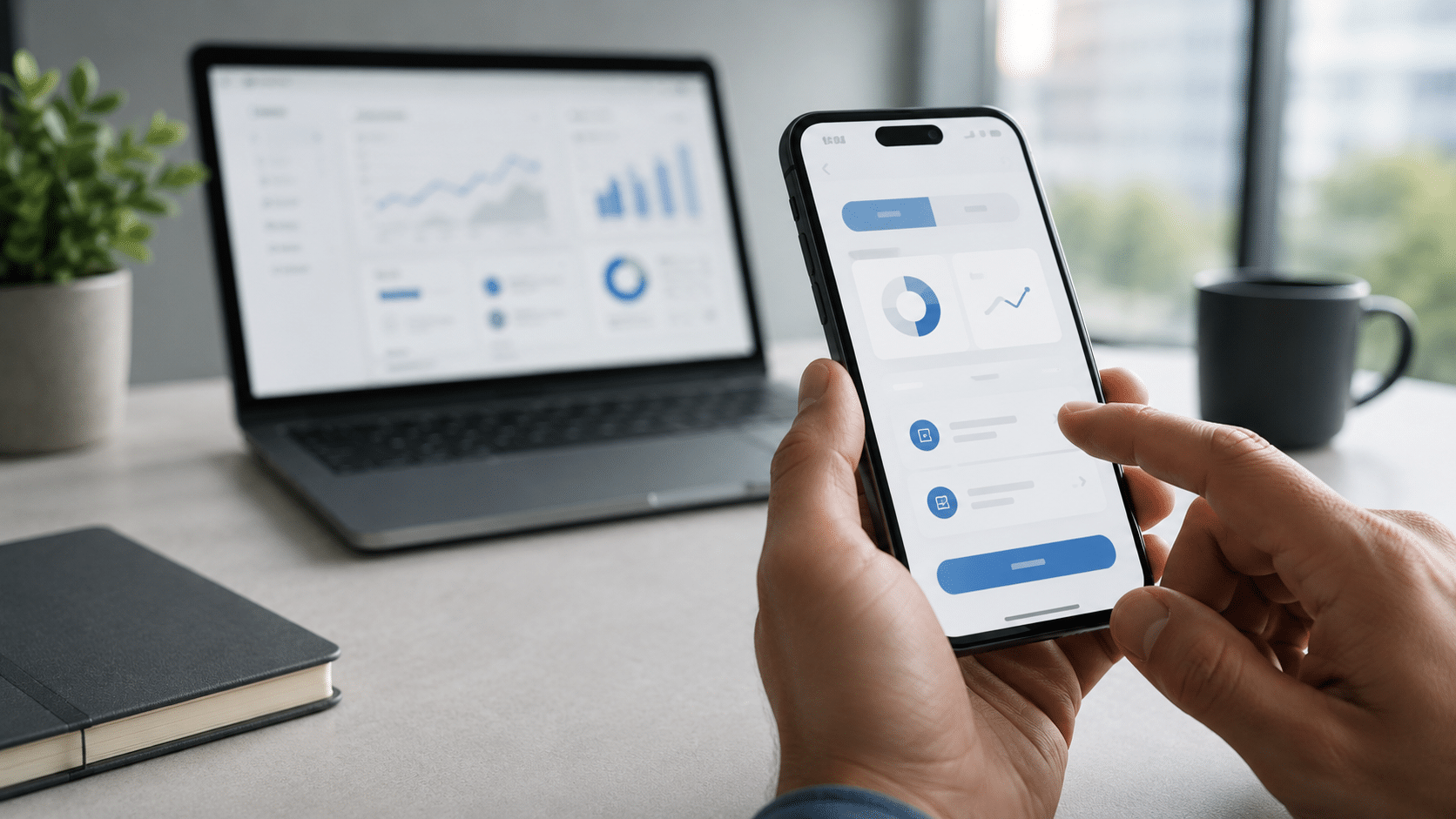 Mobile UX einer B2B-Website auf Smartphone und Laptop
