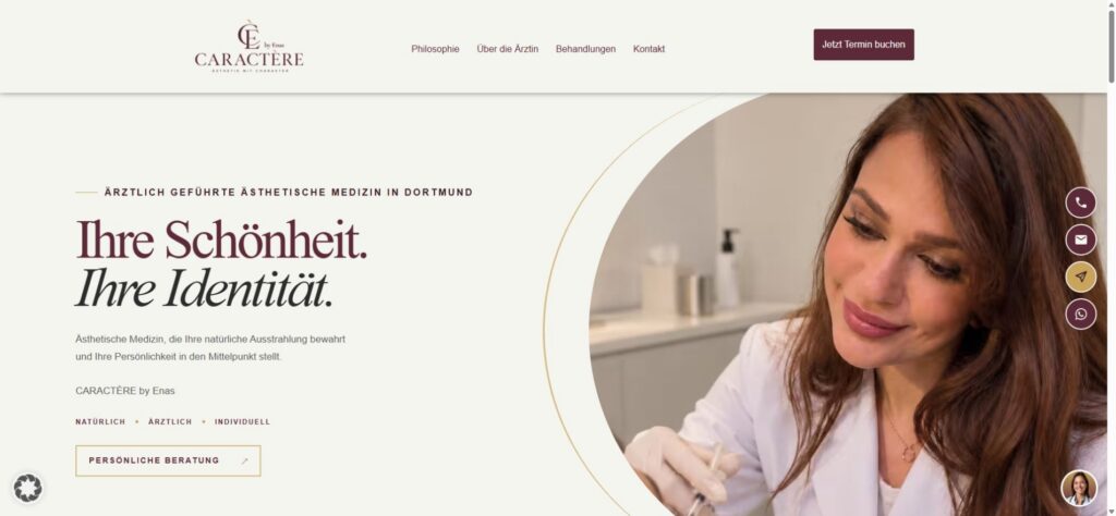 CARACTÈRE by Enas – Praxiswebsite für ästhetische Medizin