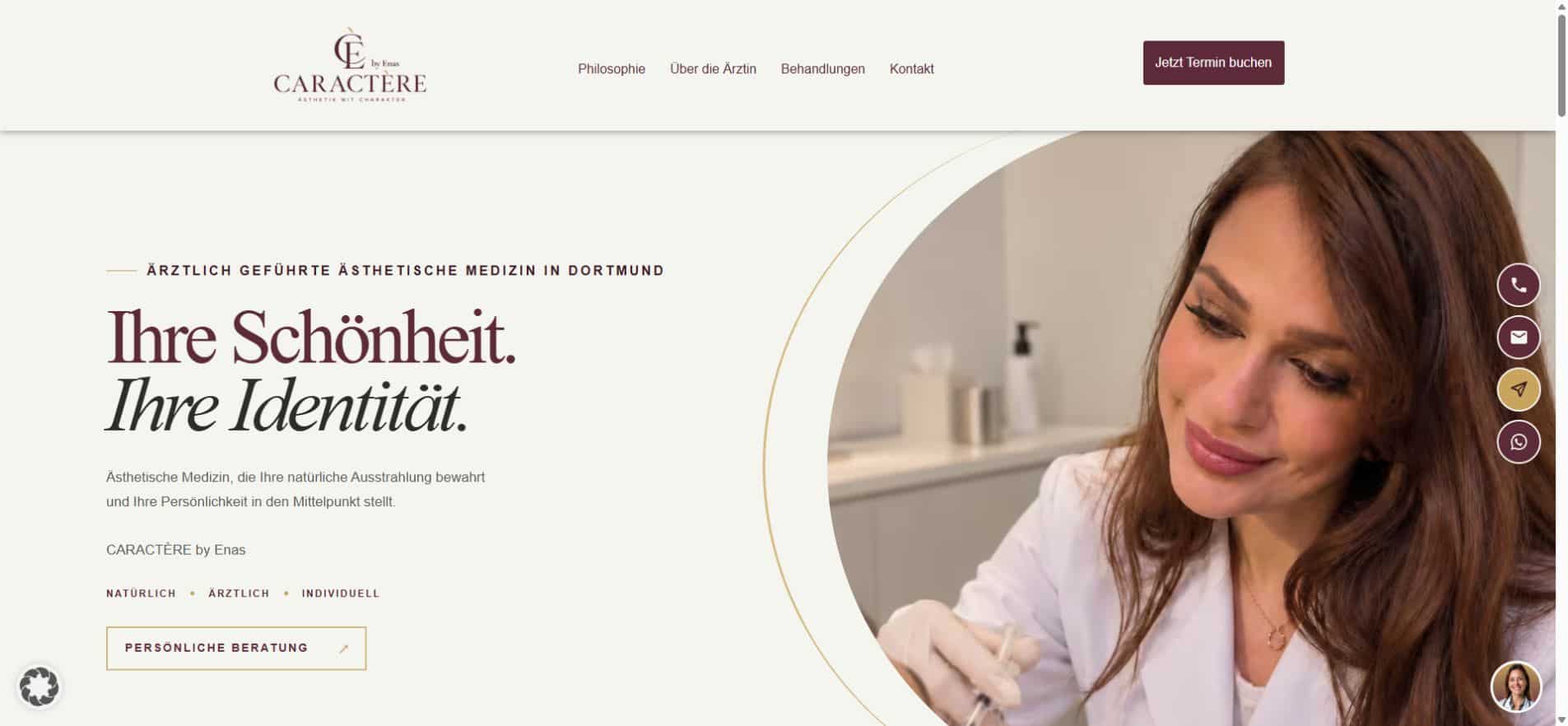 CARACTÈRE by Enas – Praxiswebsite für ästhetische Medizin