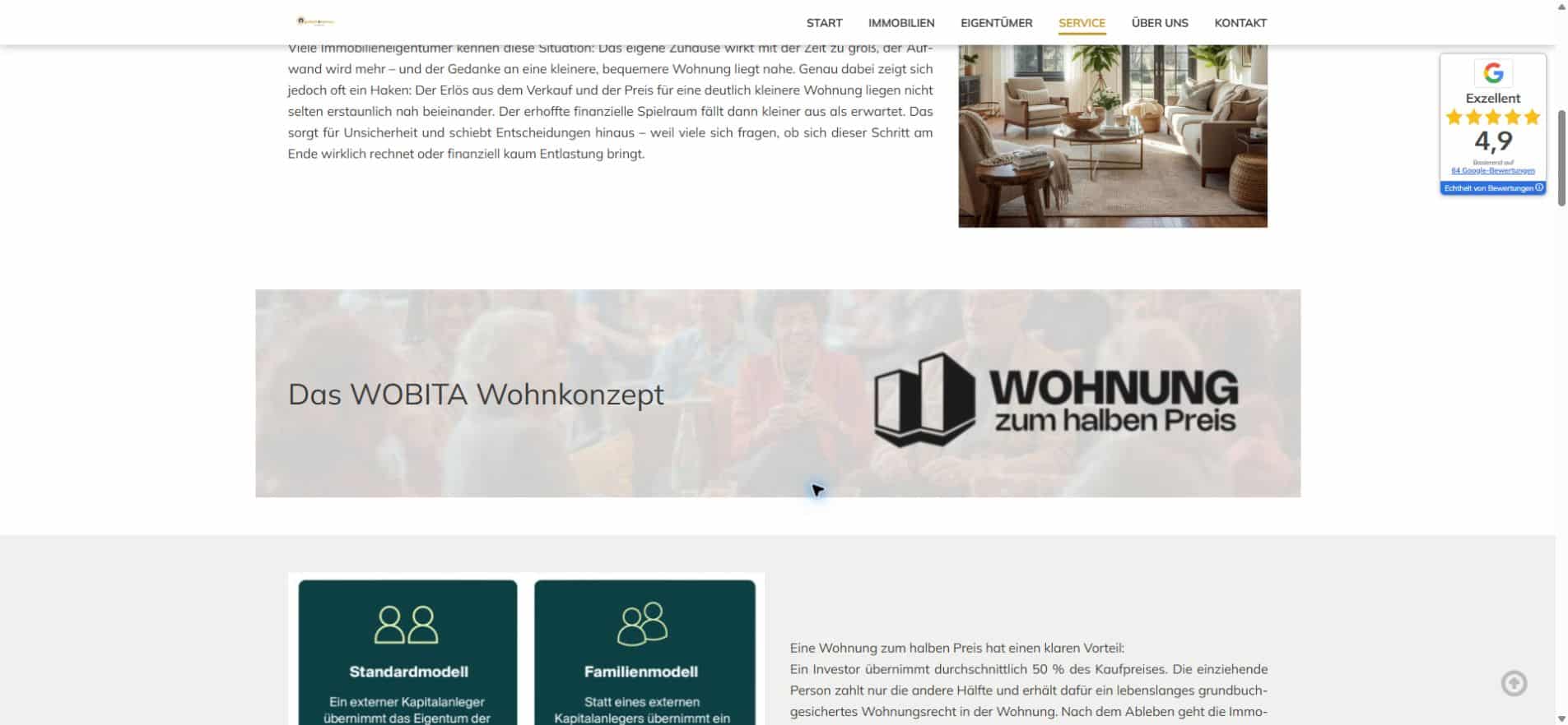 Golisch Immobilien – Landingpage zum Wohnkonzept Wohnung zum halben Preis